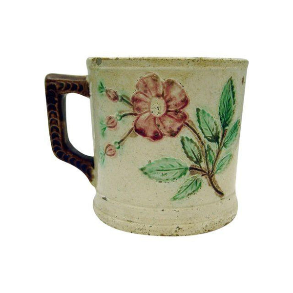 Antique Majolica Mug With Roses - Artifax antiques & design