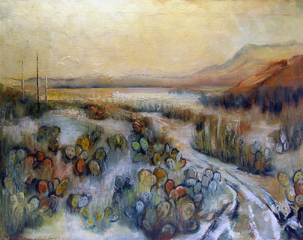 Modernist Desert Landscape Oil on Canvas