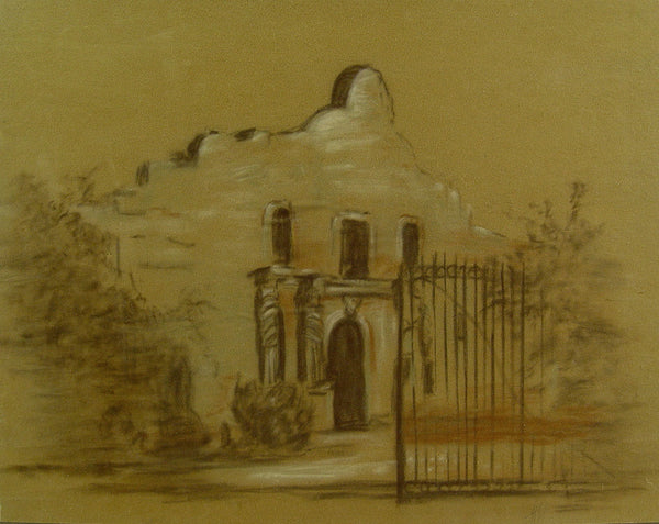 Vintage Texas Artist Alamo Pastel