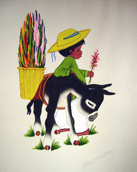 Pr Watercolor w/Children and Donkey