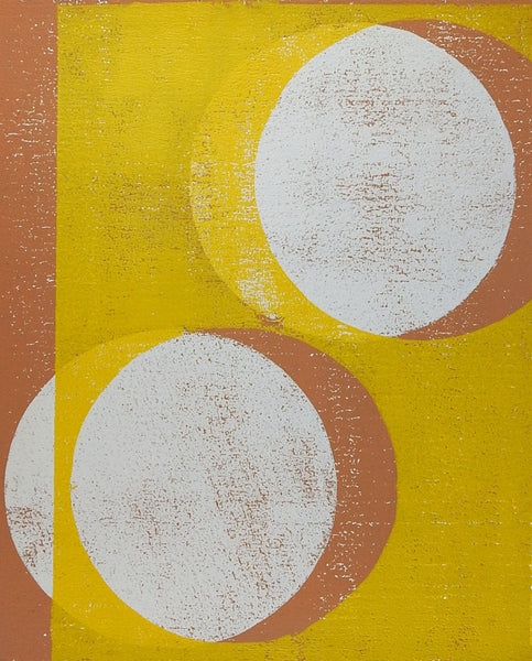 Yellow & Tan Abstract Circles Block Print