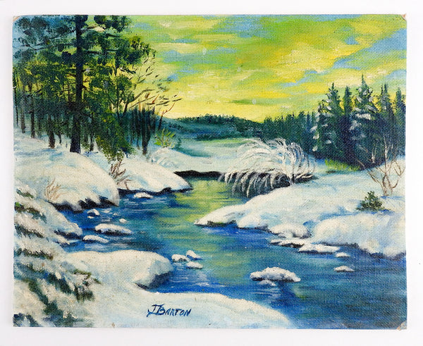 Snowy Forest Winter Landscape Painting