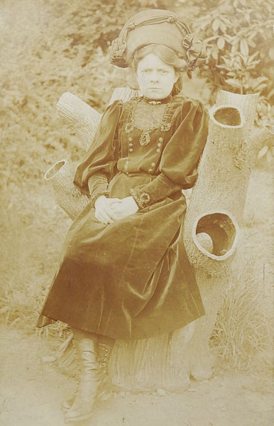 Circa 1905 RPPC Woman on Faux Bois Seat
