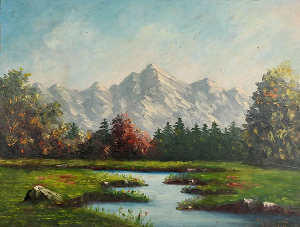 Mountains & Lake Impressionist Landscape Painting