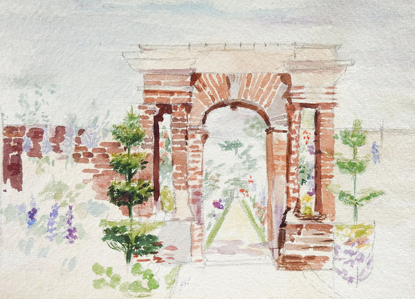Garden & Arch Watercolor Painting