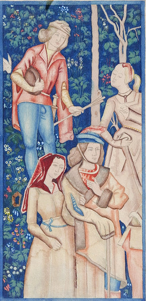 Watercolor Rendering of Medieval Tapestry