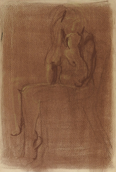 Brown Chalk Nude Study Drawing