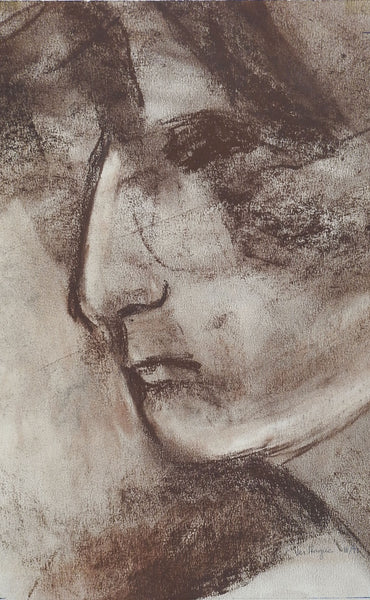 Brown Chalk Portrait Study Drawing