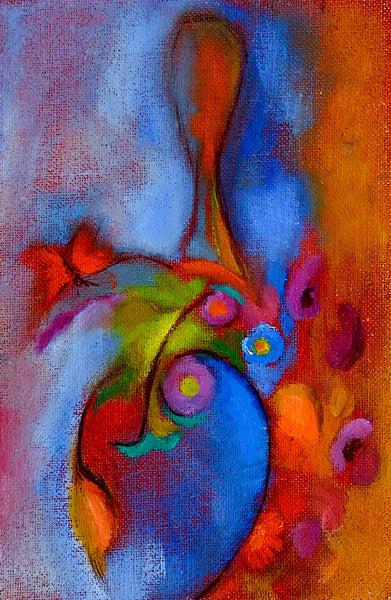 Small Abstract Floral Still Life Painting