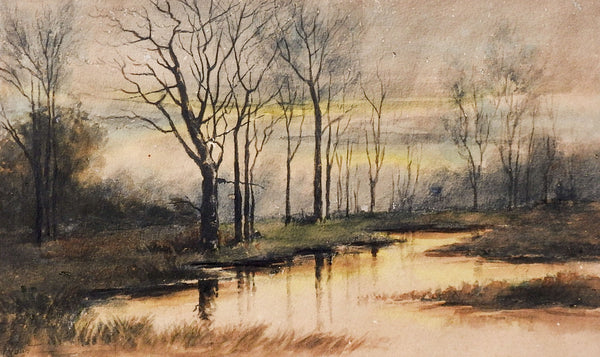 Riverside Evening Watercolor Painting