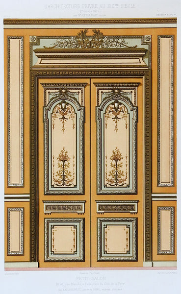 1870's French Hotel Rue Blanche Architectural Ornament Lithograph