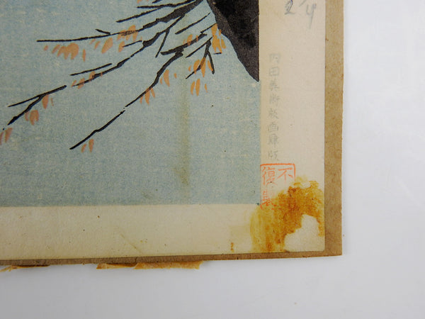 Mt. Fuji and Cherry Blossoms Woodblock Print