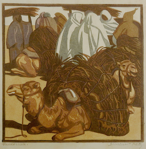 Norbertine Von Bresslern-Roth Camel Woodcut Print