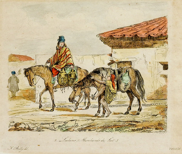 French Etching Merchants On Horseback