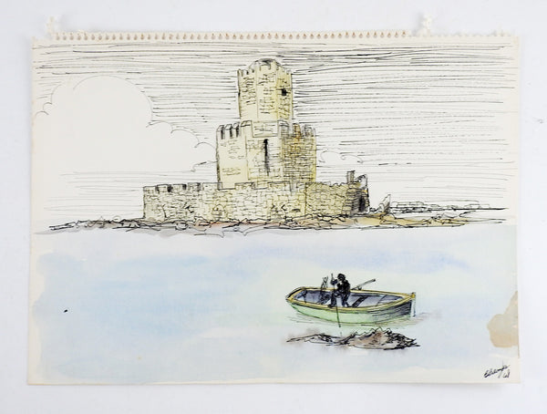 Castle & Fisherman Drawing
