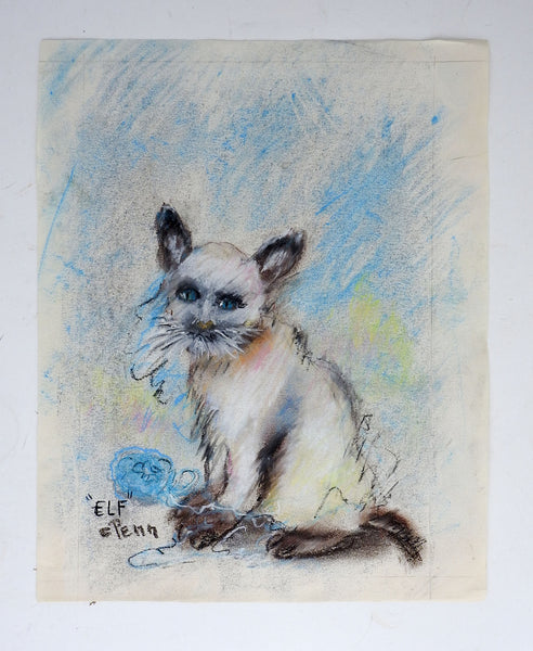 Siamese Cat Pastel Drawing