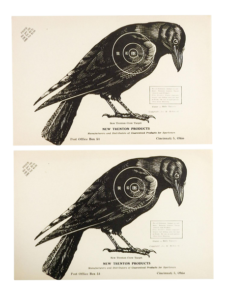 1960s Vintage Crow Raven Paper Targets - a Pair