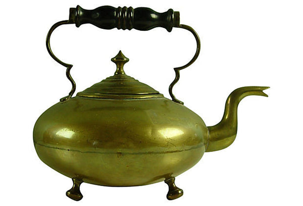 Antique Brass Footed Teapot