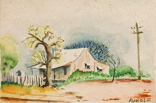 Tiny Watercolor Landscape & Cabin Painting