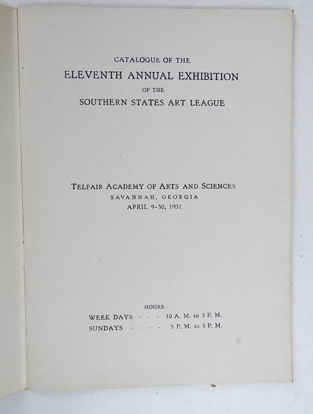 1931 Southern States Art League Exhibition Programs Book & Letters