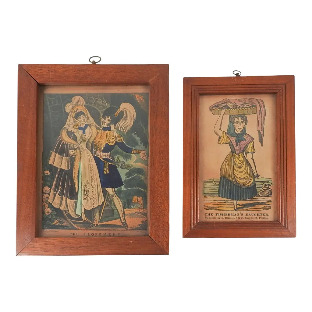 Antique Early American Prints - a Pair