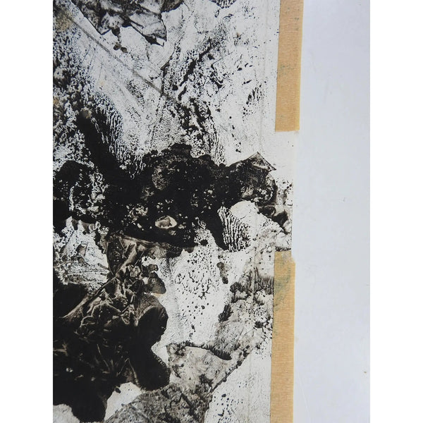 Vintage Clyde Connell Black & White Abstract Monoprint