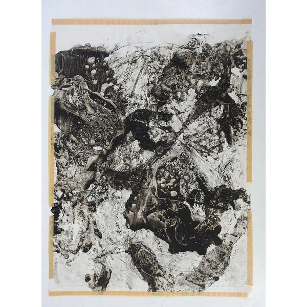 Vintage Clyde Connell Black & White Abstract Monoprint