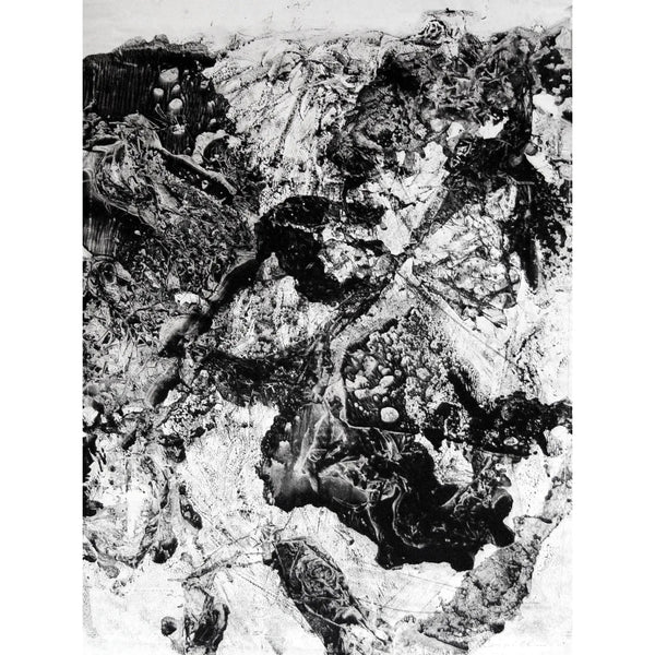 Vintage Clyde Connell Black & White Abstract Monoprint