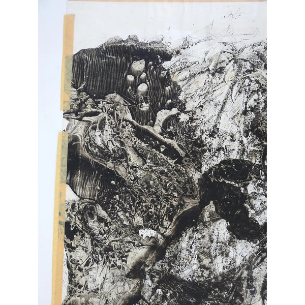 Vintage Clyde Connell Black & White Abstract Monoprint