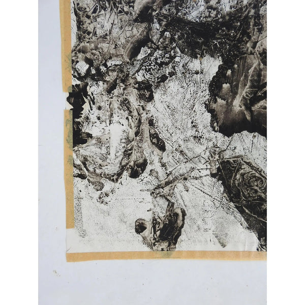 Vintage Clyde Connell Black & White Abstract Monoprint