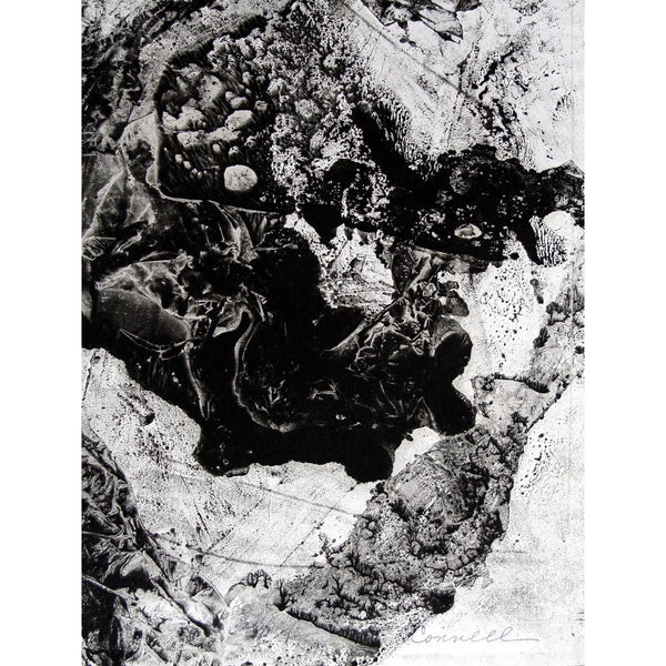 Vintage Clyde Connell Black & White Abstract Monoprint