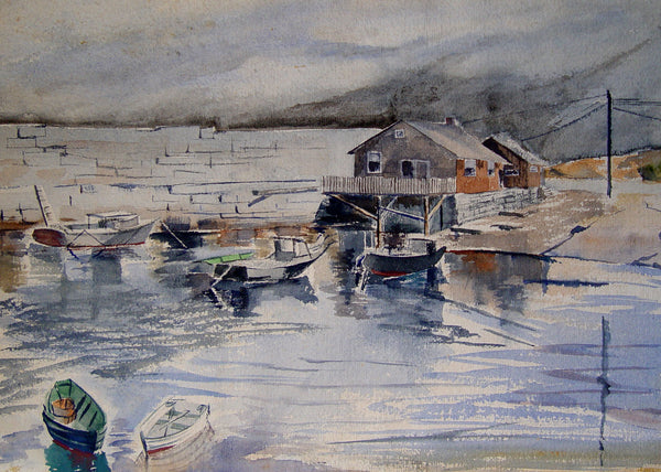 Misty Harbor, 1957 Watercolor