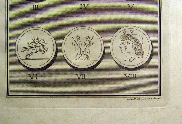 Antique Engraving Roman Medallions Coins 1755 - Artifax antiques & design