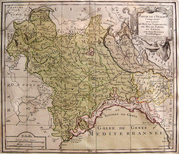 Antique Engraved Louis Brion De La Tour Map, Italy, 1766 - Artifax antiques & design