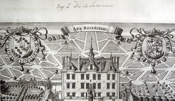 Antique Swedish Baroque Rosersberg Castle 1690s  Engraving - Artifax antiques & design