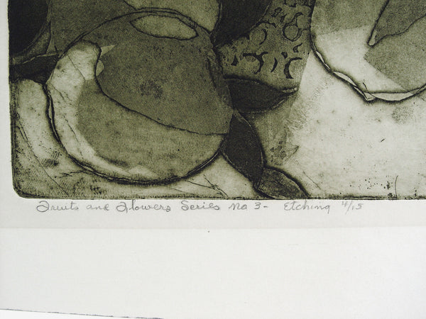 Vintage Abstract Etching Fruits & Flowers by Alta Alberga