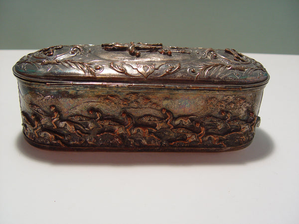 French Silver Plate Horse Racing Jewelry Box