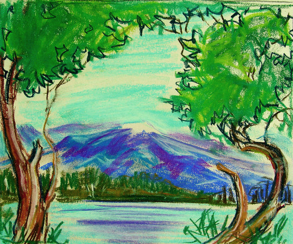 Lakeside Mountain Study Pastel