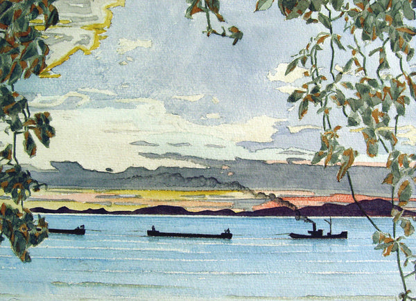 River Boats Watercolor