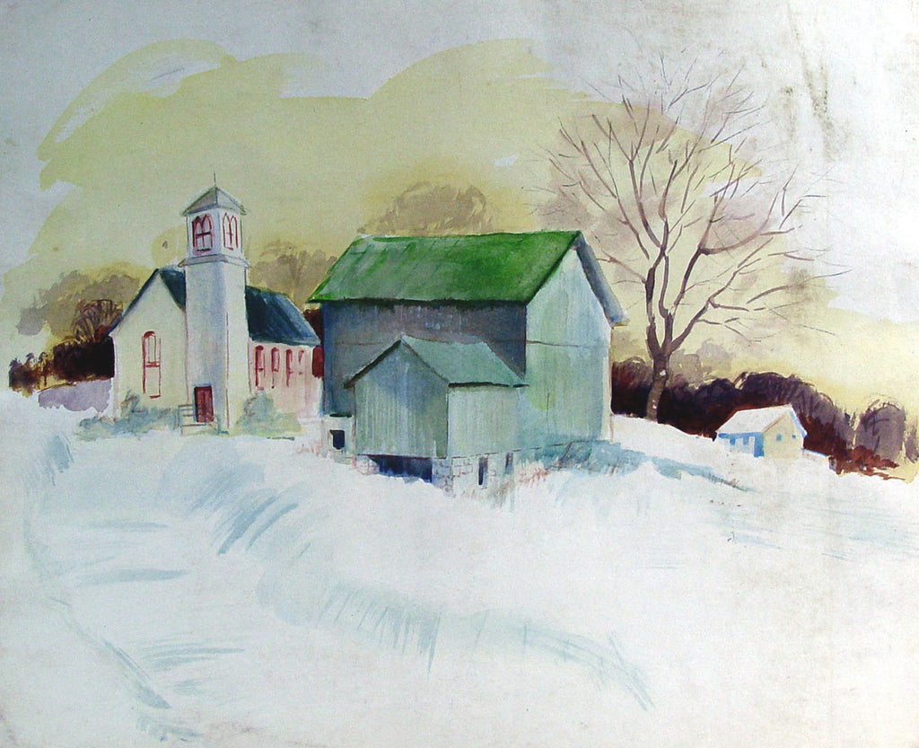 Village Schoolhouse Watercolor