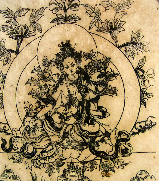 Buddhist Goddess Block Print - Artifax antiques & design