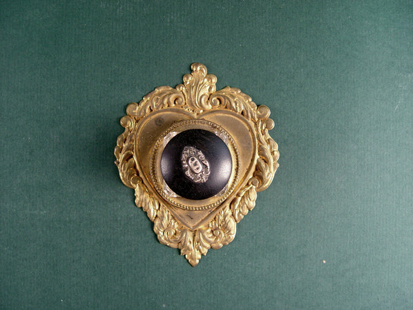 Brass Heart Shape Ink Well & Stand - Artifax antiques & design