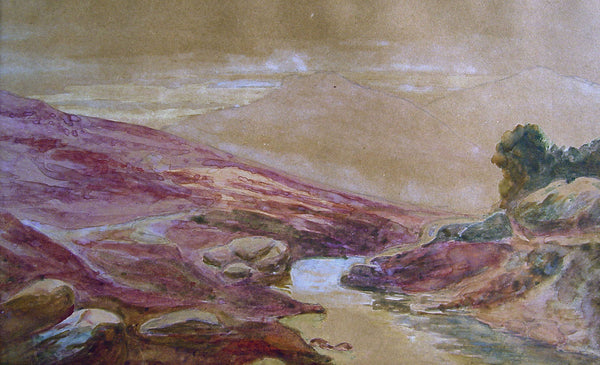 Quiet Stream Watercolor, circa 1900