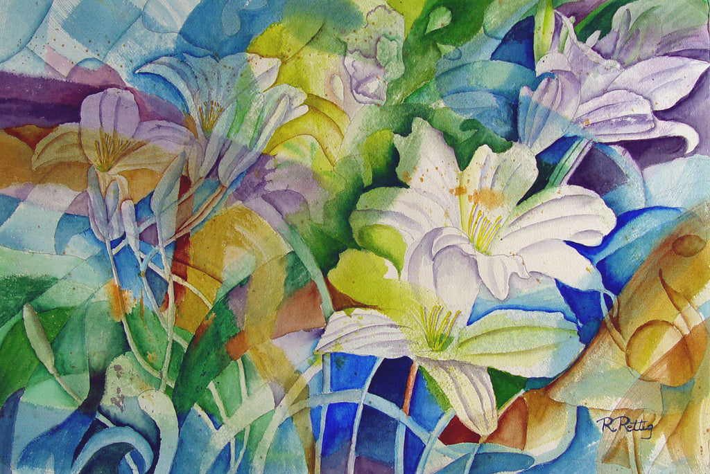 Abstract Lilies Watercolor - Artifax antiques & design