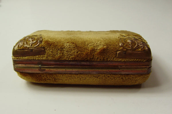 Antique Velvet & Brass Filigree Pocketbook Purse