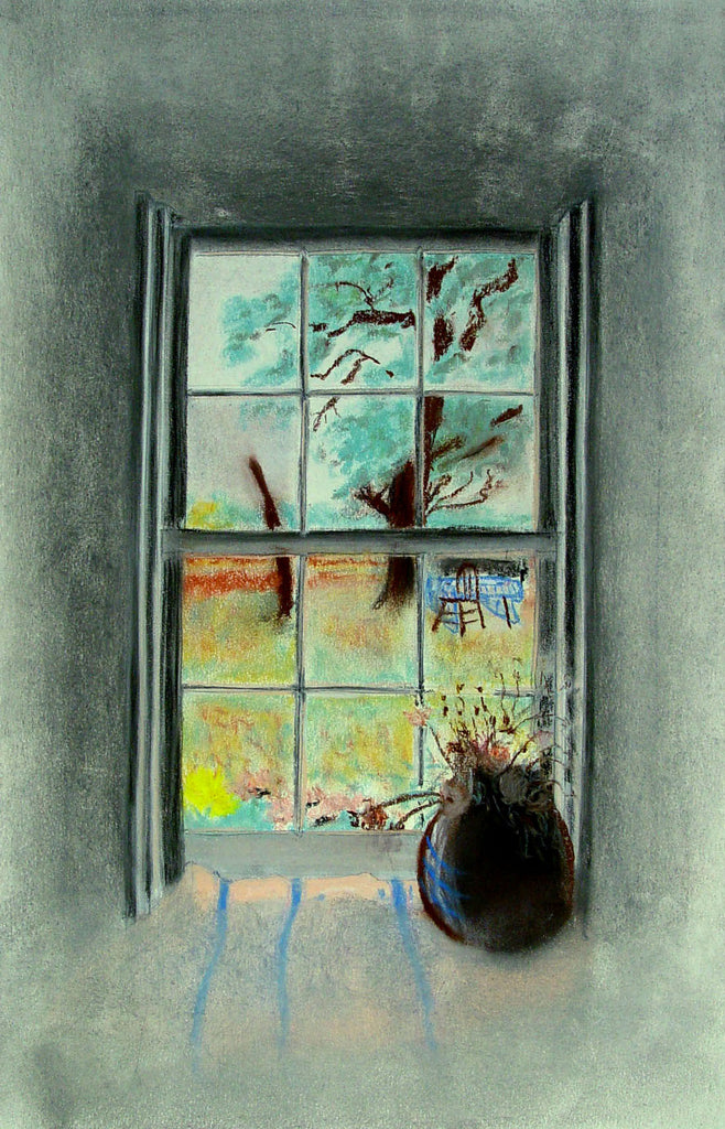 Sunny Garden Window View Pastel