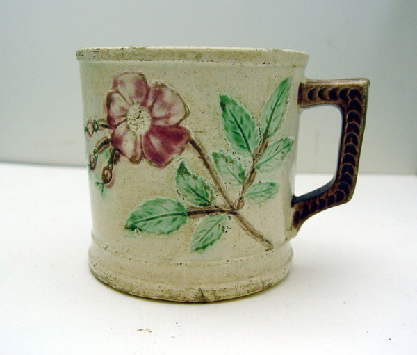 Antique Majolica Mug With Roses - Artifax antiques & design