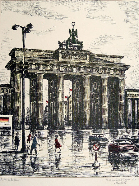 Brandenburg Gate Berlin Lithograph by Erhard Kirschstein