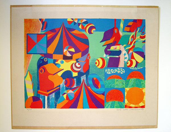 Abstract Circus by Bent Karl Jacobsen Lithograph - Artifax antiques & design