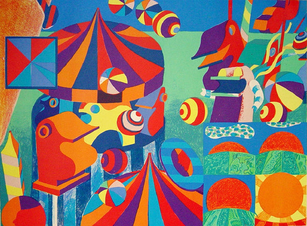 Abstract Circus by Bent Karl Jacobsen Lithograph - Artifax antiques & design